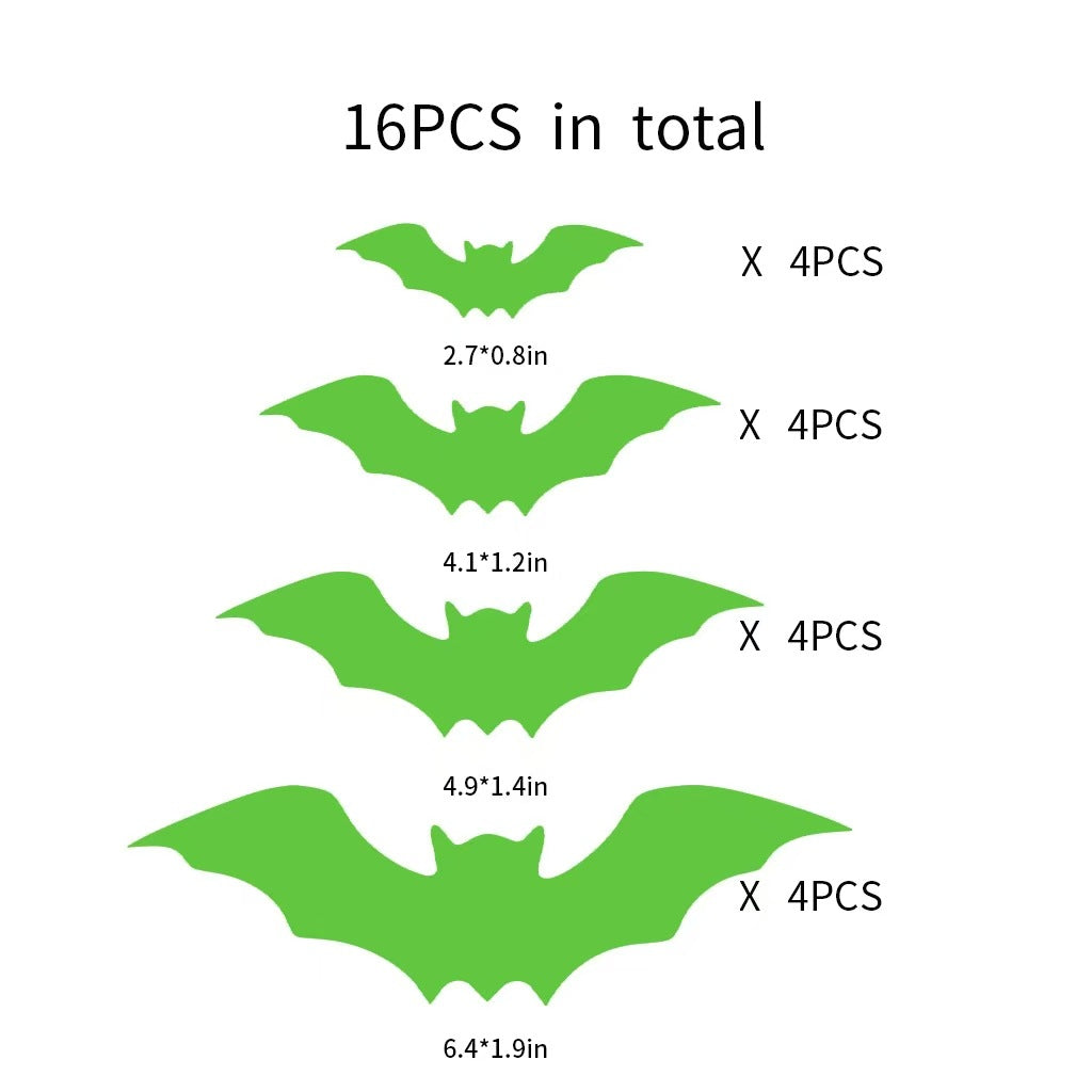3D Halloween Bat Wall Stickers - PVC