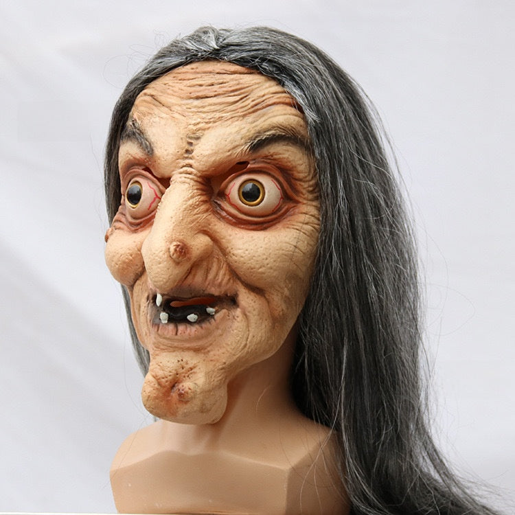 Halloween Witch Hat with Long Hair - Latex