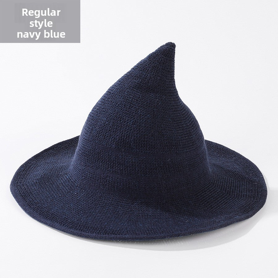 Halloween Knitted Witch Hat - Foldable Pointed Costume Hat