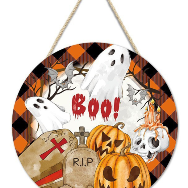 Halloween Boxwood Door Decoration