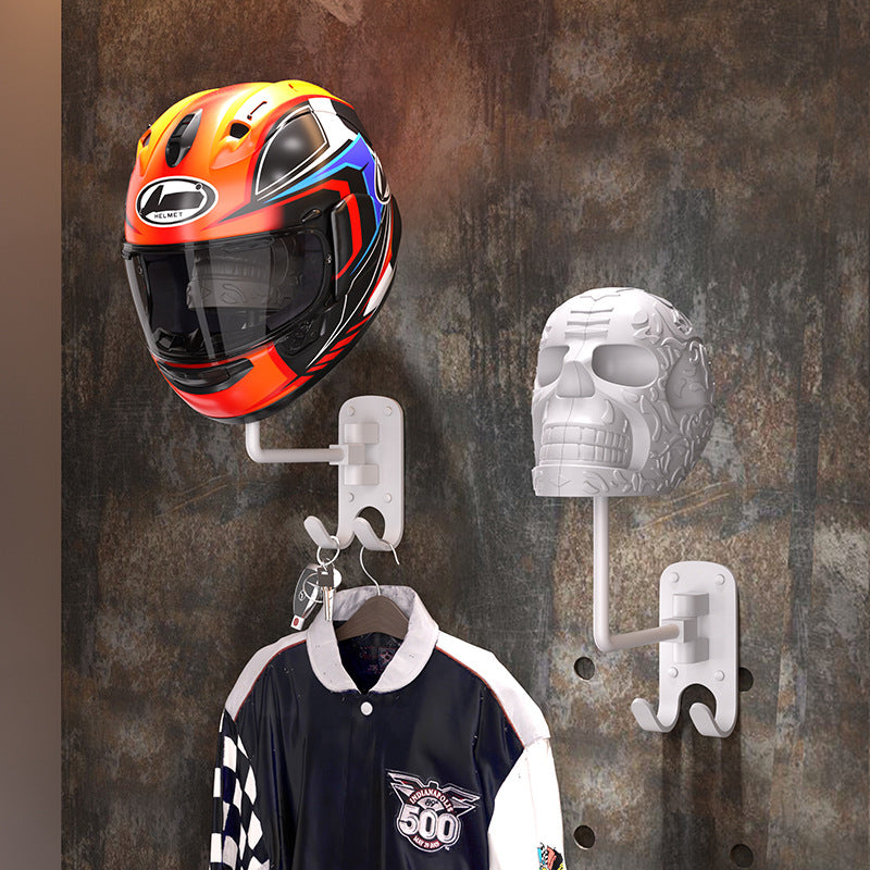 Halloween Metal Skull Helmet Holder Wall-Mounted Hat Rack