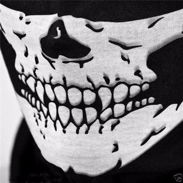 Halloween Skull Chin Mask and Skeleton Gloves - Cloth