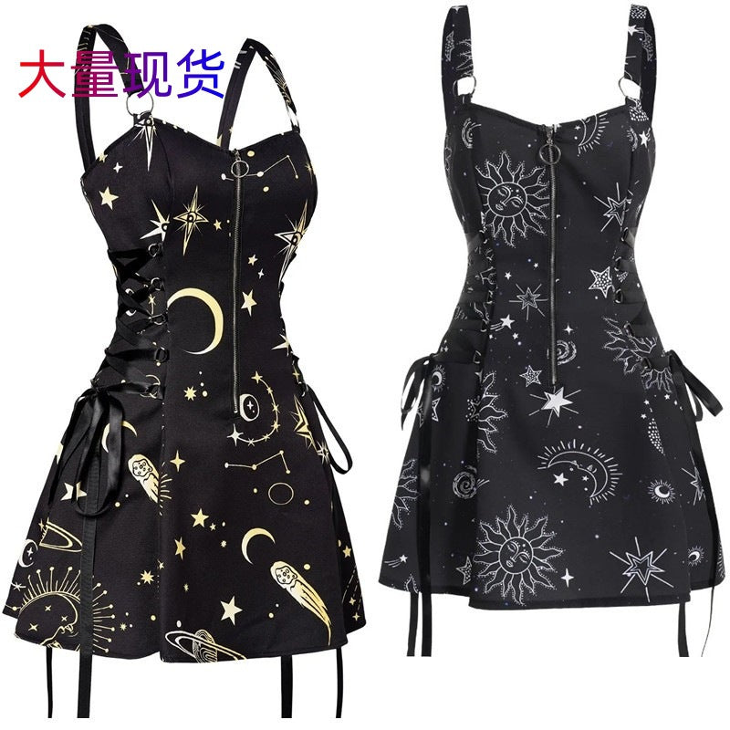 Halloween Print Backless Mini Dress - Polyester