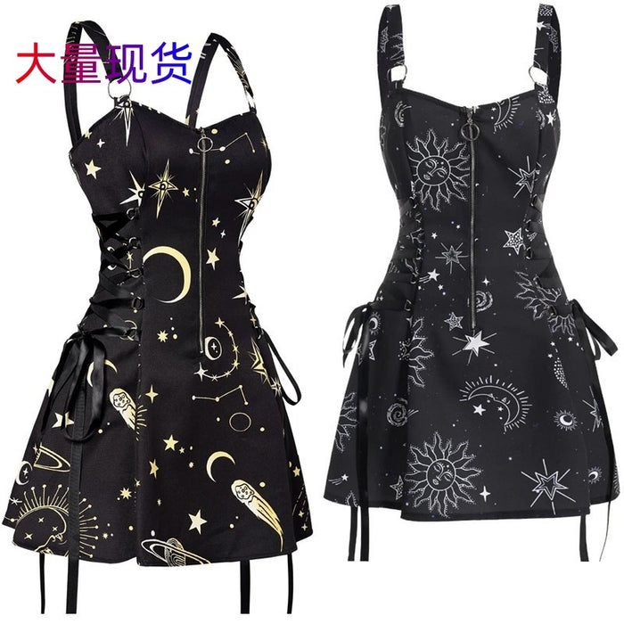 Halloween Print Backless Mini Dress - Polyester