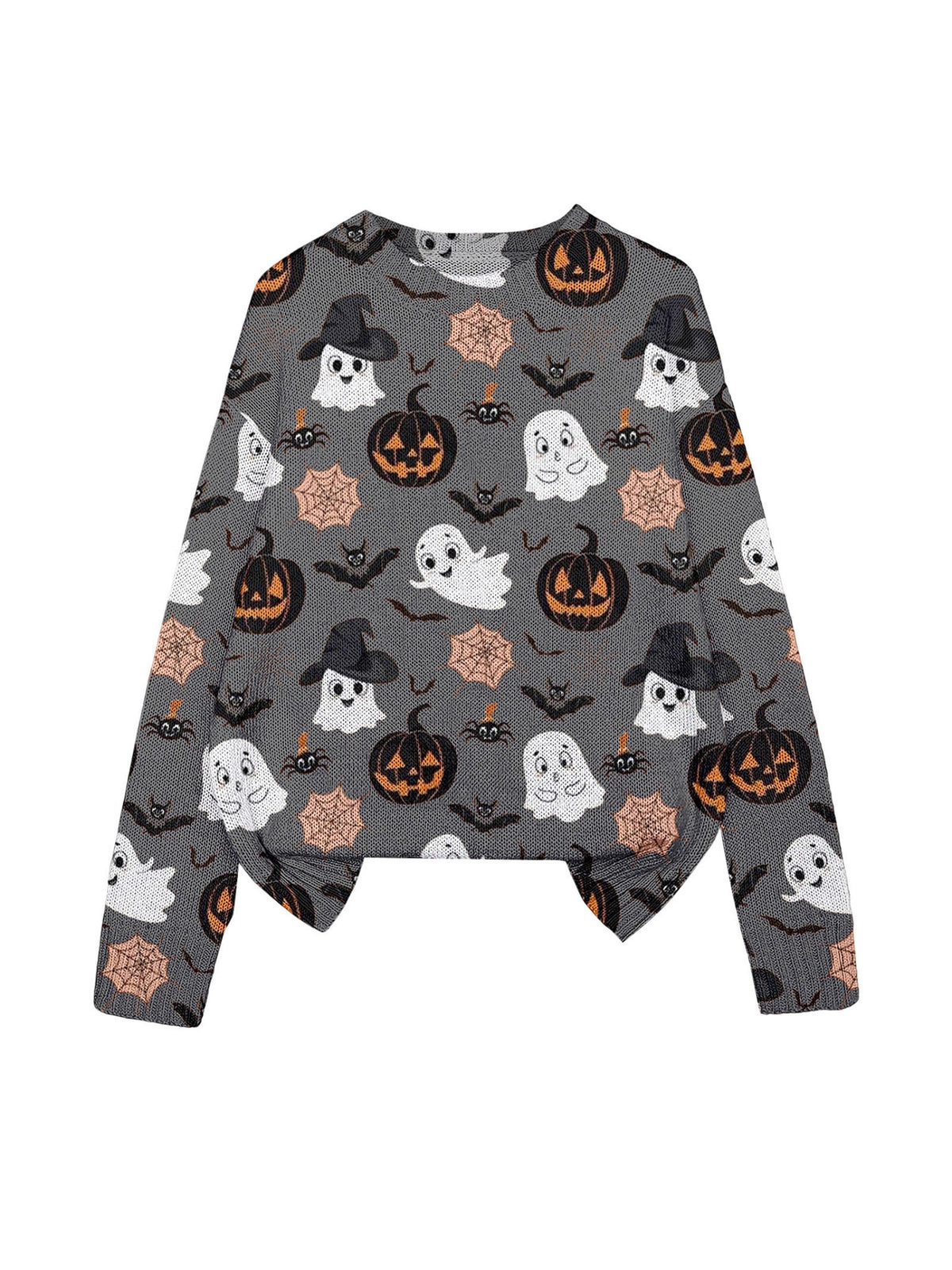 3D Print Halloween Round Neck Knitted Sweater - Polyester