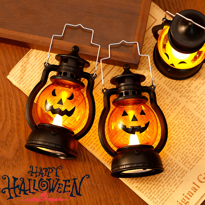 Halloween Pumpkin and Ghost Oil-Style Lantern - Plastic