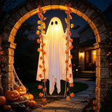 Halloween Hanging Ghost LED Decoration with Maple Leaves - Fabric