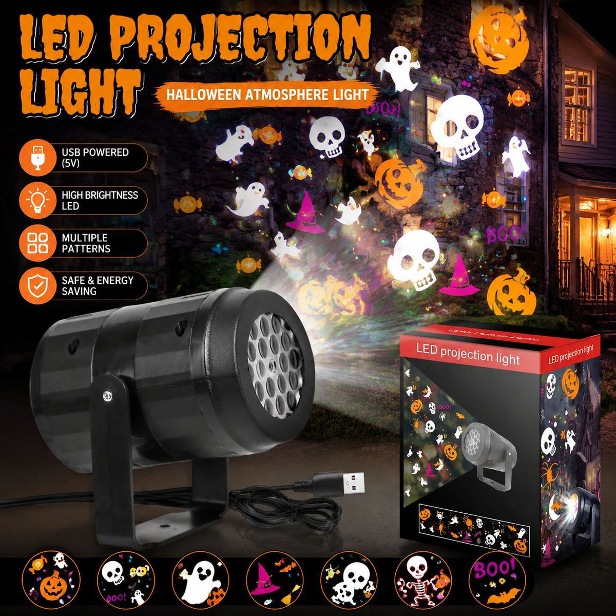Halloween Pattern Projection Lamp