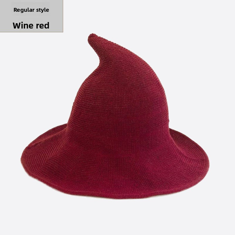 Halloween Knitted Witch Hat - Foldable Pointed Costume Hat