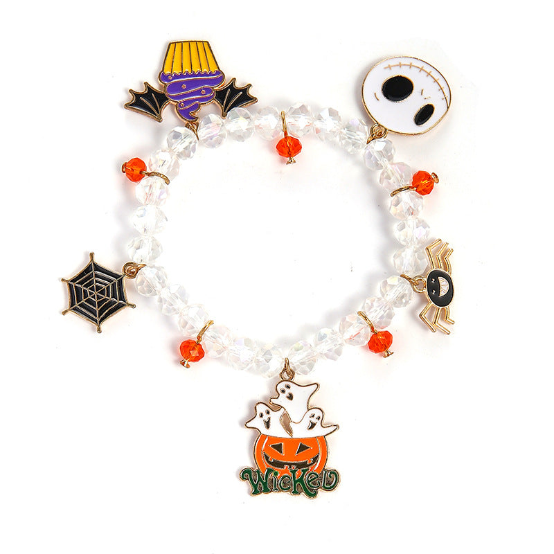 Halloween Charm Bracelet - Pumpkin, Ghost and Witch Hat - Alloy
