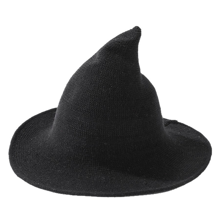 Halloween Knitted Witch Hat - Foldable Pointed Costume Hat
