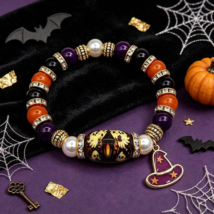 Halloween Beaded Bracelet - Pumpkin and Witch Designs