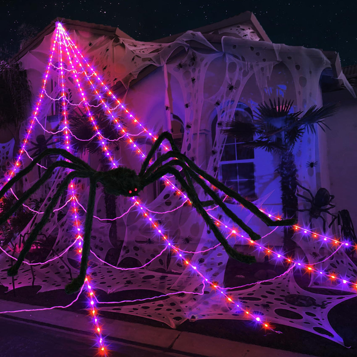 Halloween Light-Up Spider Web Decoration - Plastic