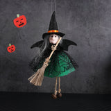 Halloween Witch with Broom Gauze Skirt Hanging Ornament - Cloth