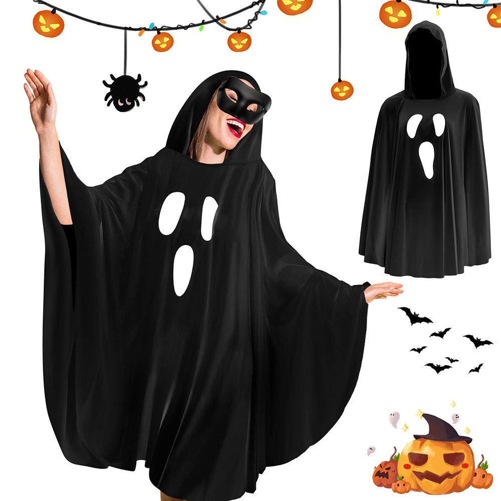 Women's Halloween Hooded Ghost Poncho