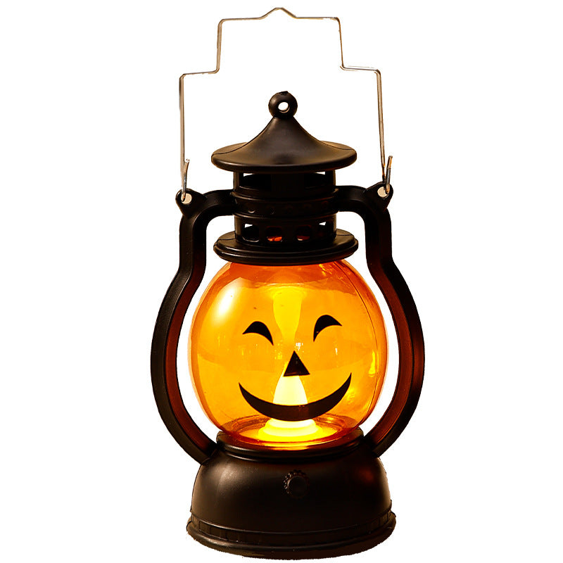 Halloween Pumpkin and Ghost Oil-Style Lantern - Plastic