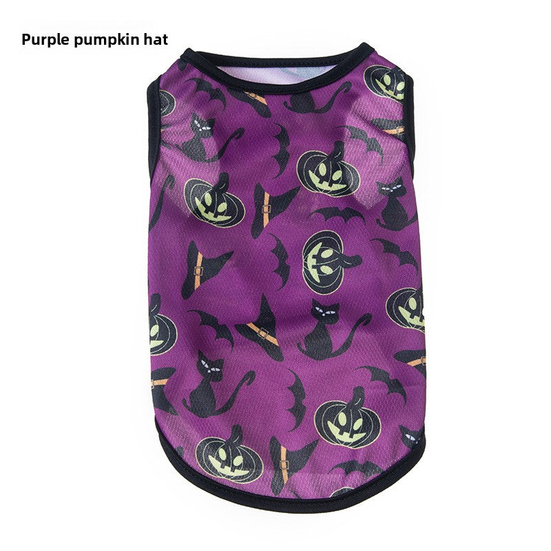 Halloween Pet Vest Pumpkin Print - Polyester