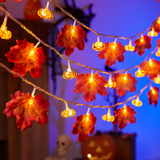 Halloween Pumpkin and Maple Leaf LED String Lights - PVC