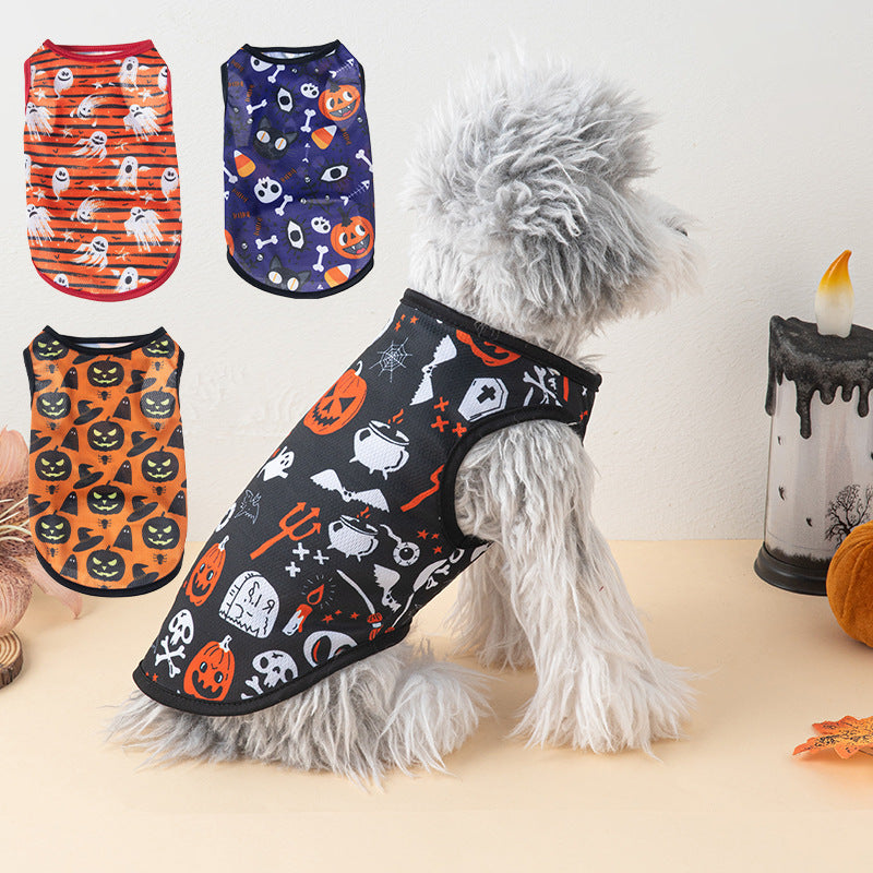 Halloween Pet Vest Pumpkin Print - Polyester