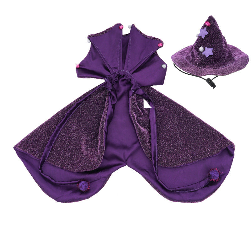 Pet Halloween Cloak with Magic Hat - Polyester