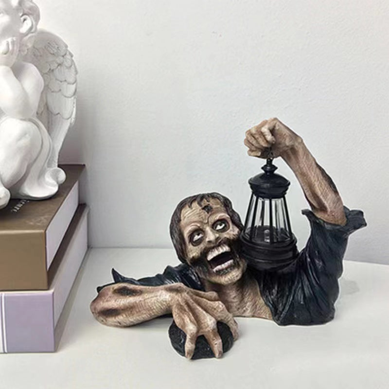 Halloween Resin Zombie Lantern Decoration