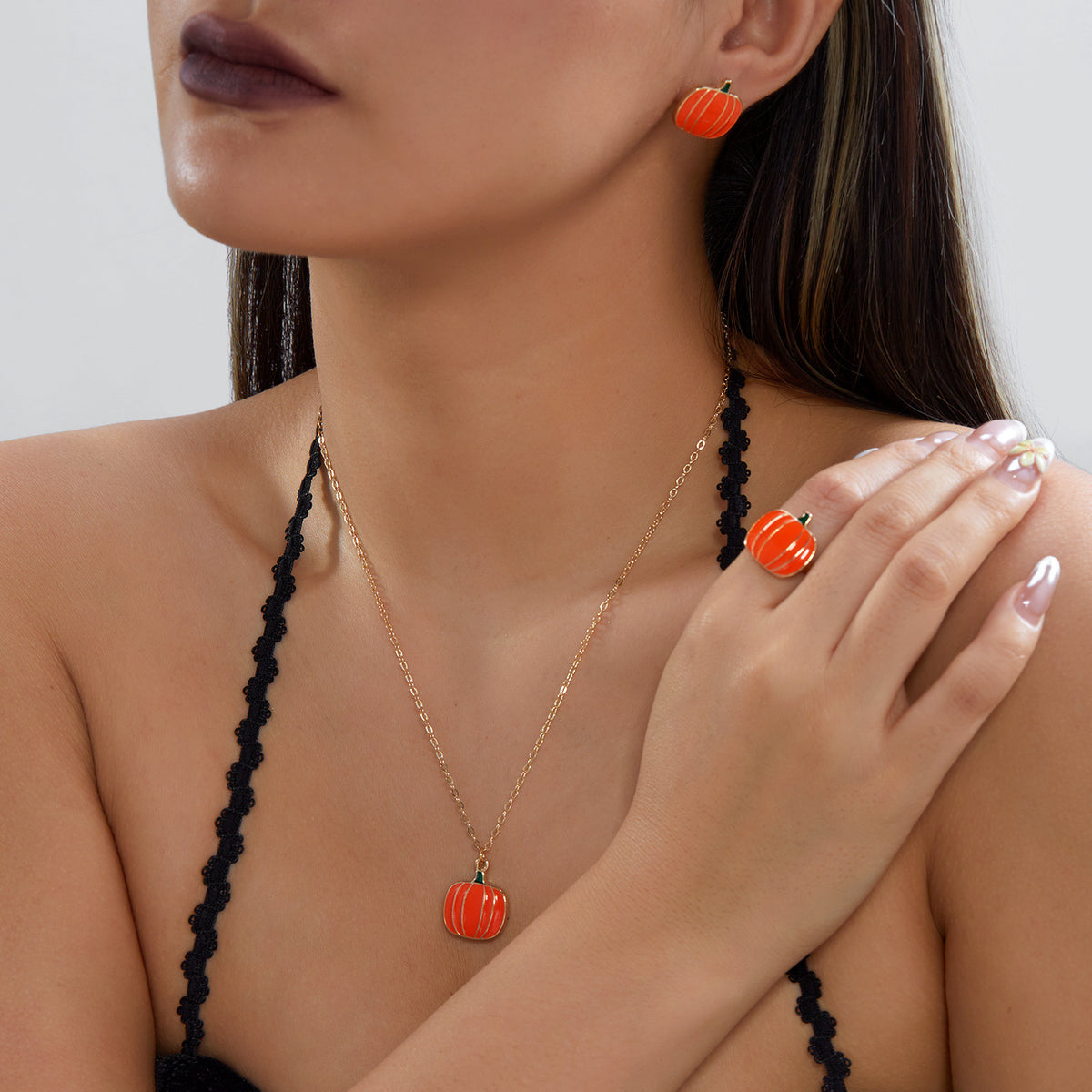 Halloween Jewelry Set - Ghost, Pumpkin and Bat Designs - Alloy