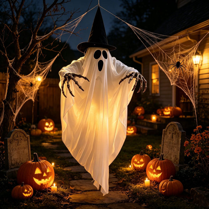 Halloween Glowing Skeleton Ghost Hanging Decoration - Cloth