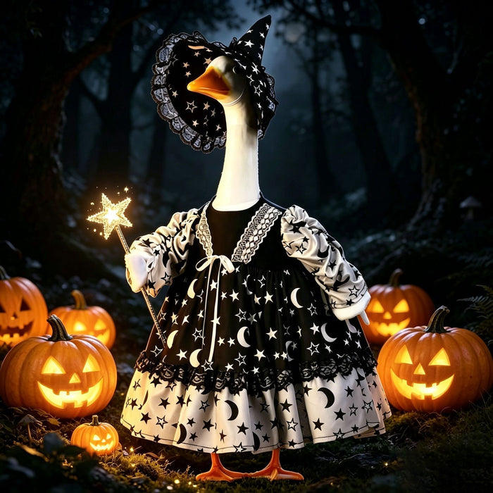 Halloween Witch Costume for Porch Goose Decoration