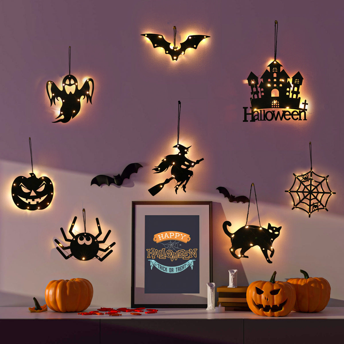 Halloween Light-Up Hanging Decorations - Plastic