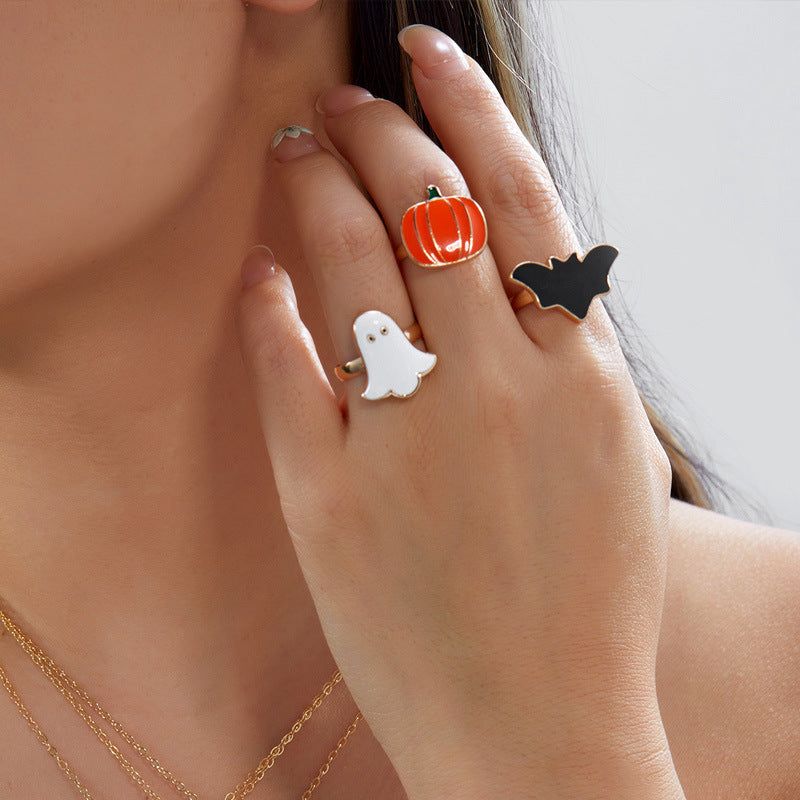 Halloween Jewelry Set - Ghost, Pumpkin and Bat Designs - Alloy