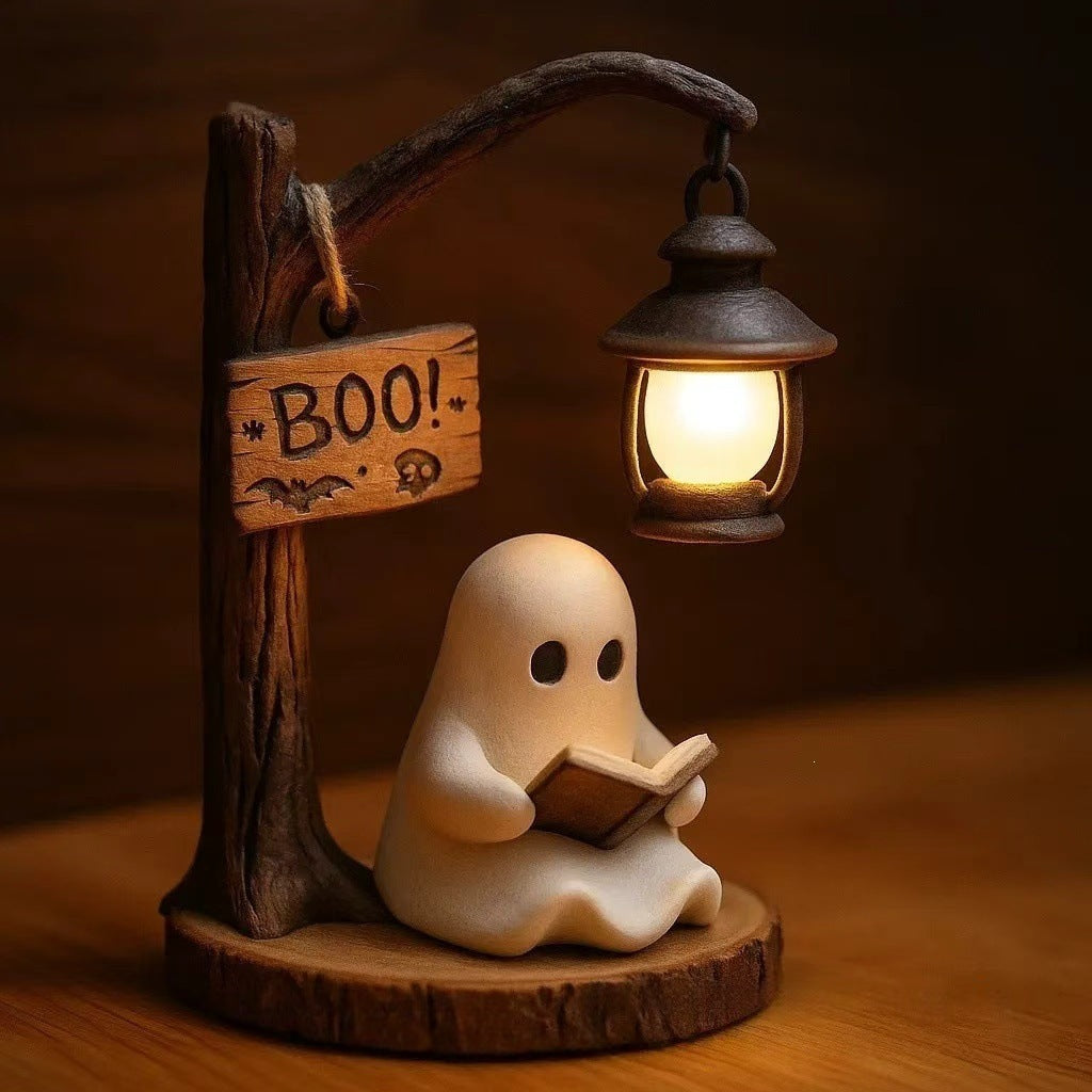 Halloween Reading Ghost Tree LED Lamp - Resin