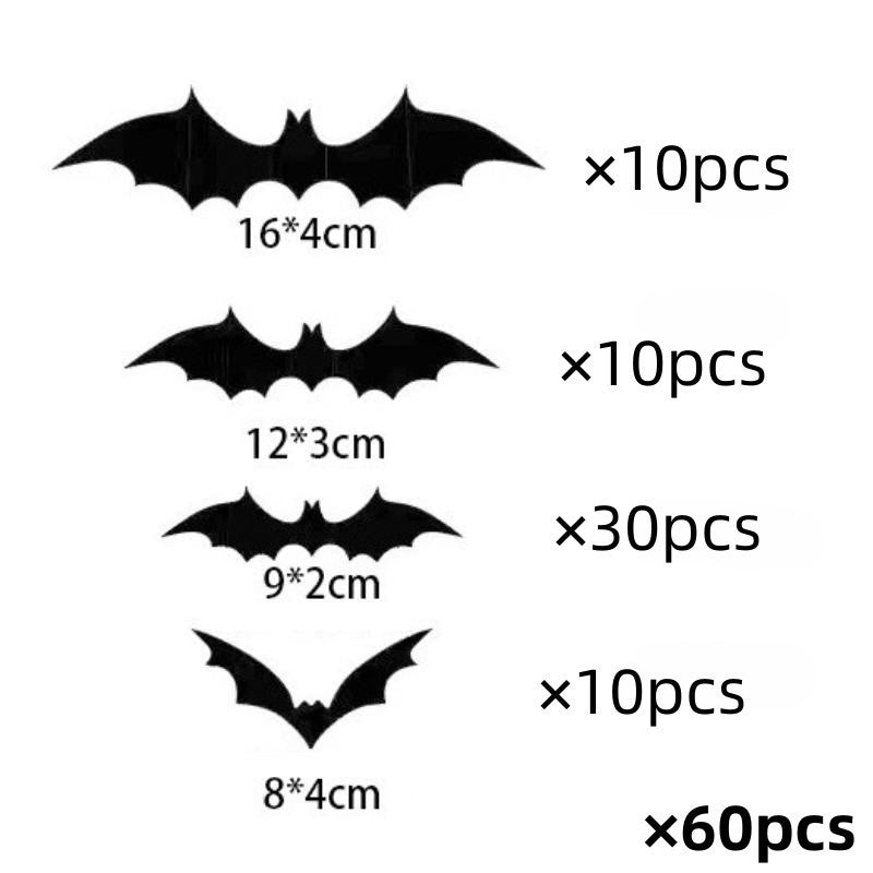 Halloween 3D Bat and Spider Wall Stickers - PVC