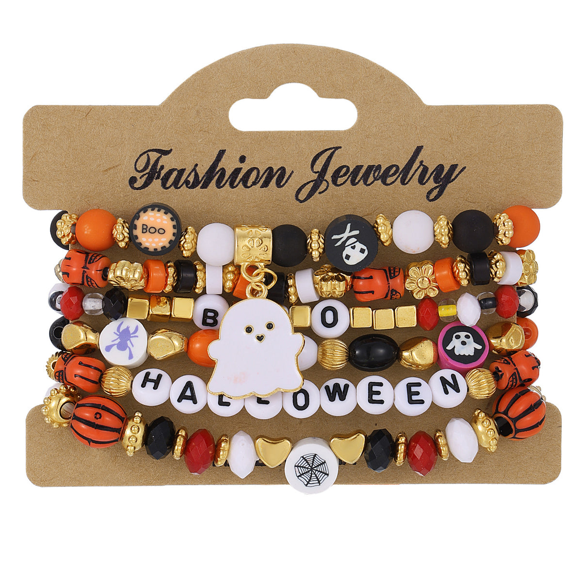 Halloween Pumpkin and Skull Bracelet