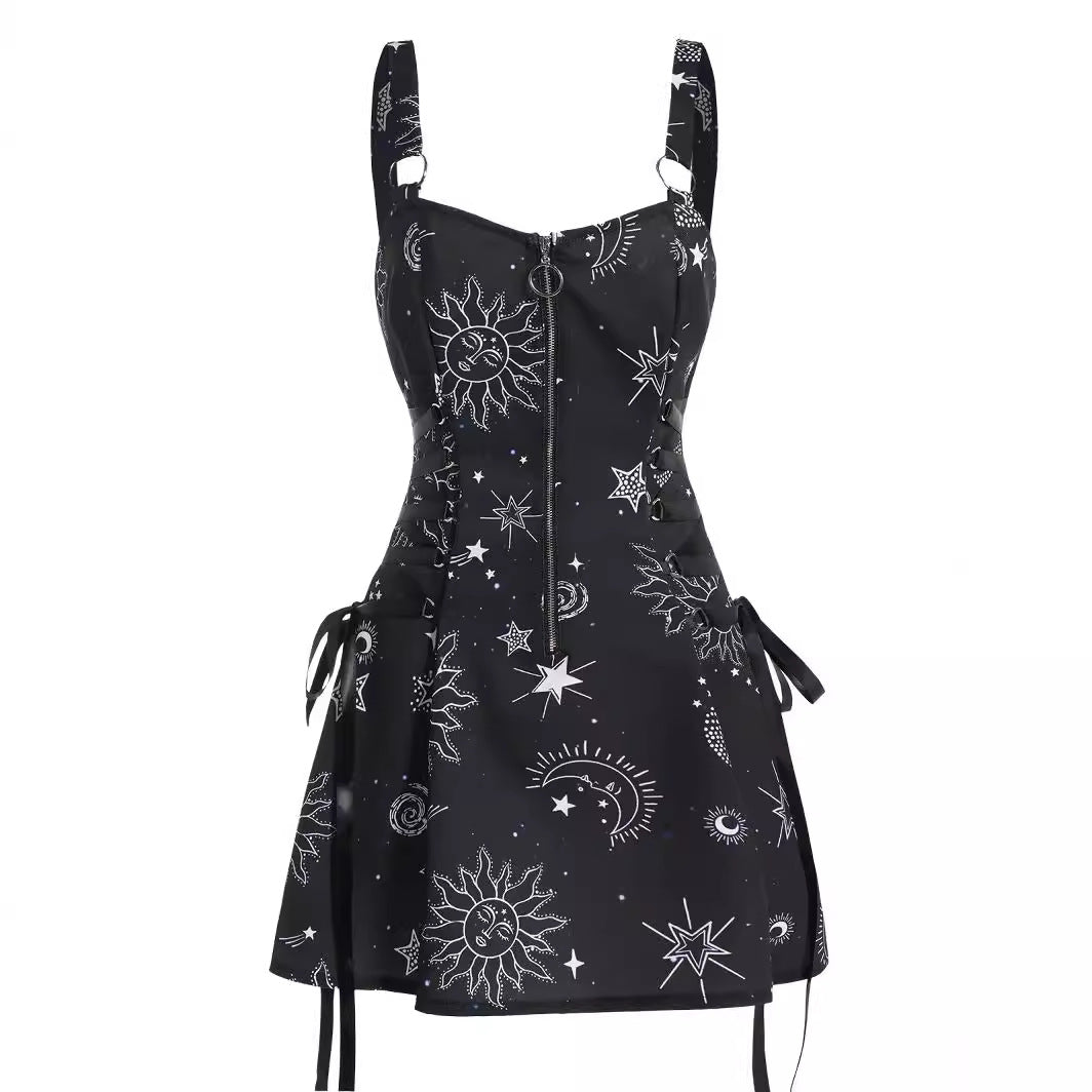 Halloween Print Backless Mini Dress - Polyester