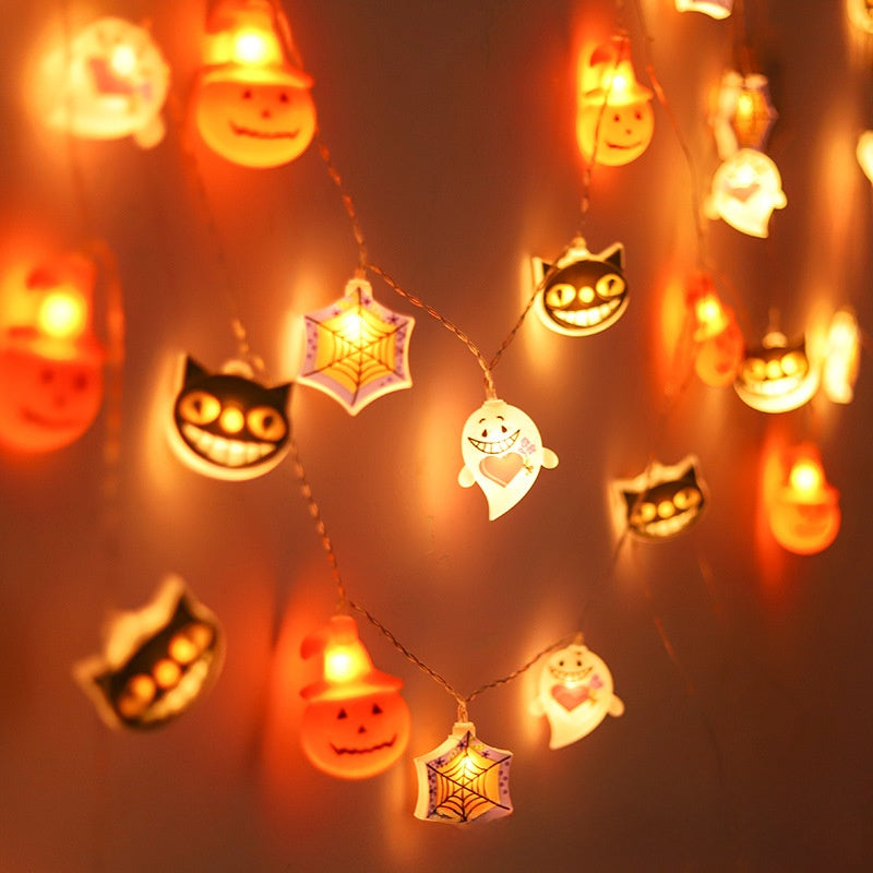 Halloween LED String Lights - Pumpkin, Ghost and Spider Designs
