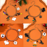 Halloween Charm Bracelet - Pumpkin, Ghost and Witch Hat - Alloy