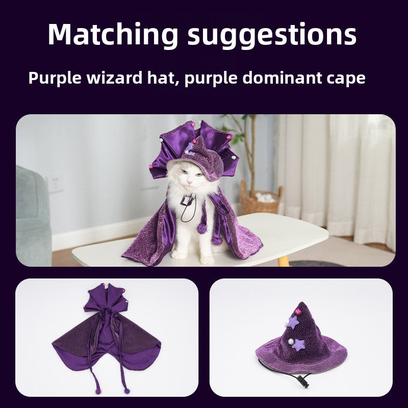 Pet Halloween Cloak with Magic Hat - Polyester