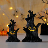 Halloween Pumpkin and Ghost Tree Stump Light - Plastic