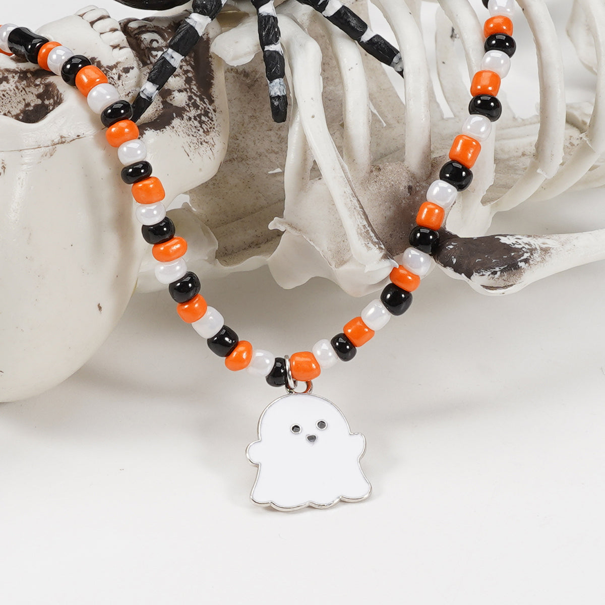 Handmade Halloween Ghost Pumpkin Pendant Necklace