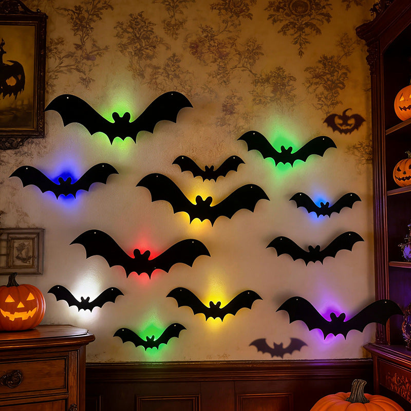 LED Light Up Bat Wall Stickers Halloween Decorations - Felt