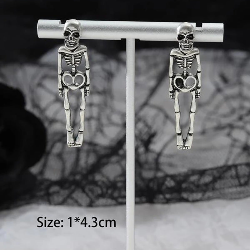 Vintage Skull Earrings Detachable Halloween Jewelry - Metal