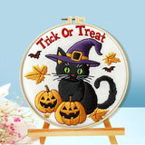 Halloween Cross Stitch Embroidery Kit with Hoop