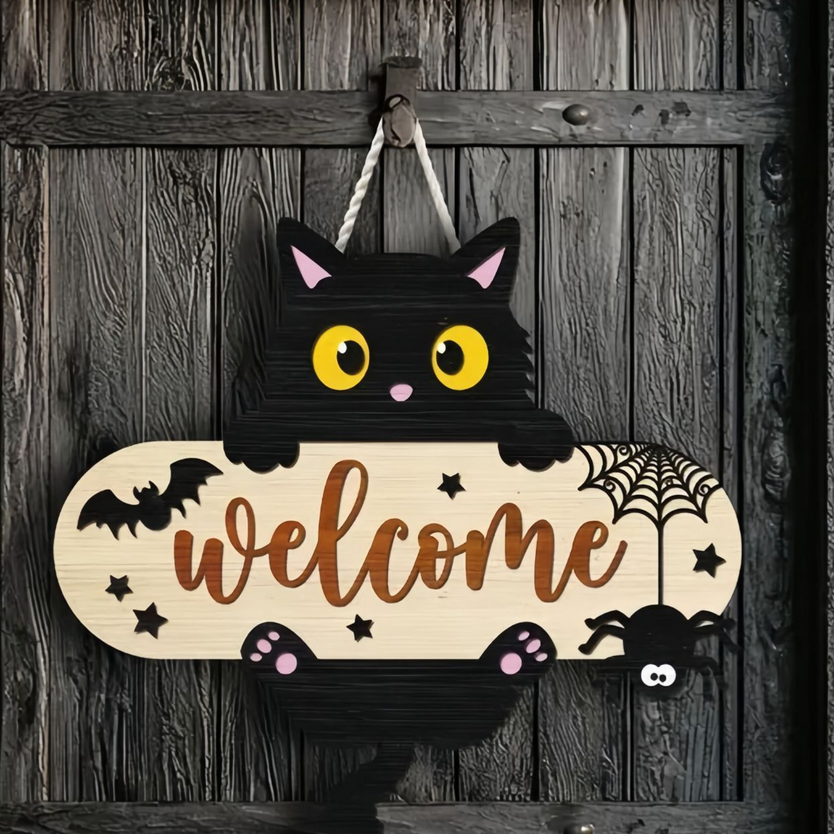 Halloween Printed Boxwood Door Sign