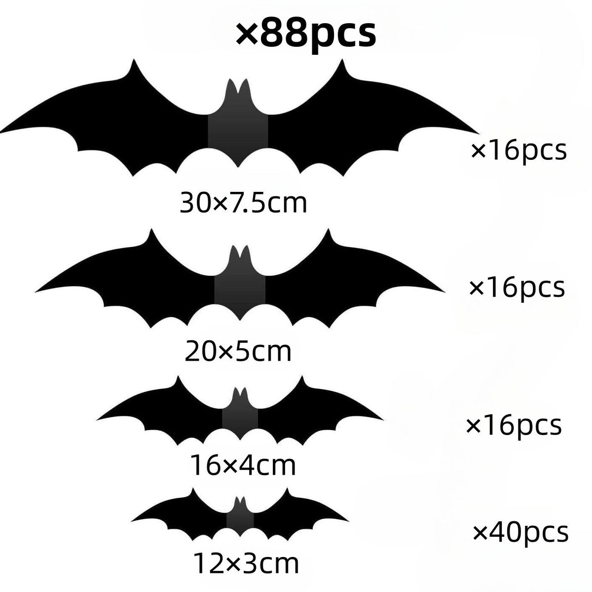 Halloween 3D Bat and Spider Wall Stickers - PVC