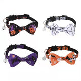 Adjustable Halloween Pet Collar with Bow and Bell