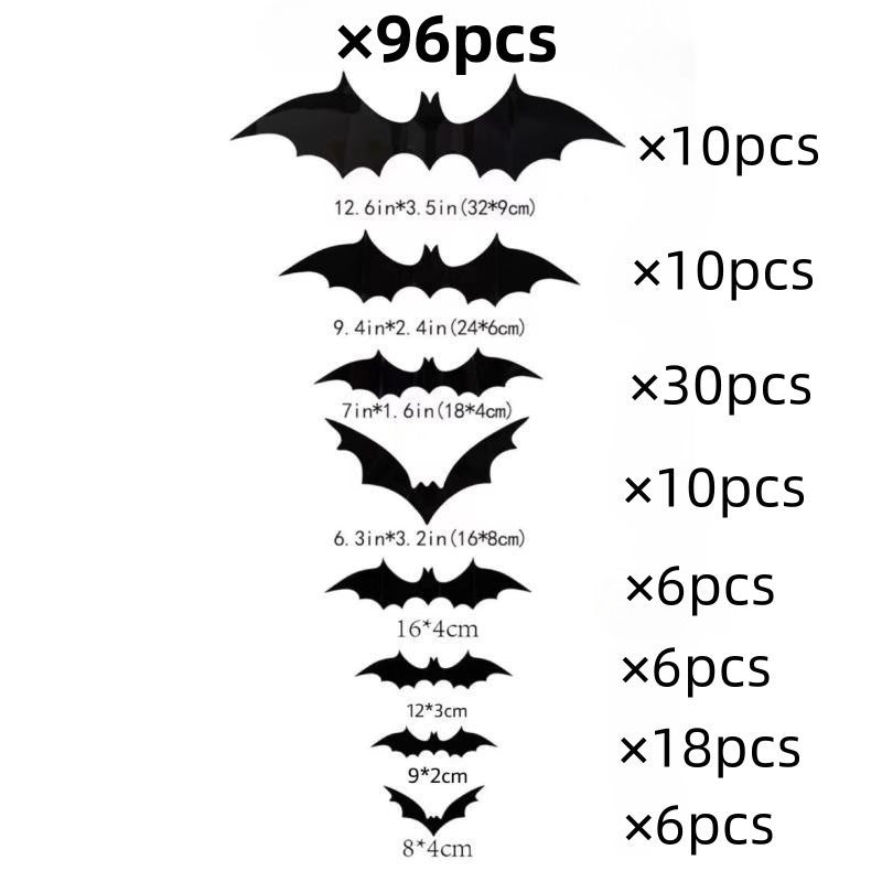 Halloween 3D Bat and Spider Wall Stickers - PVC
