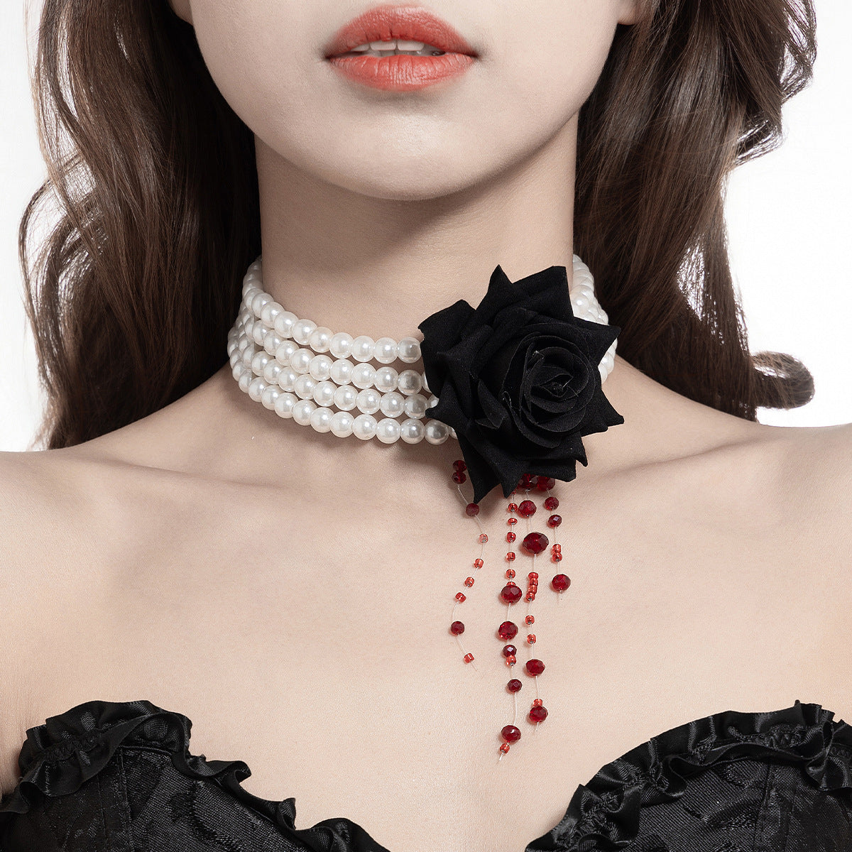 Halloween Blood-Effect Pearl Beaded Necklace