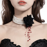 Halloween Blood-Effect Pearl Beaded Necklace