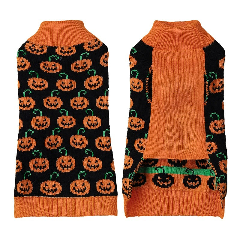 Halloween Pumpkin Knit Pet Sweater - Acrylic