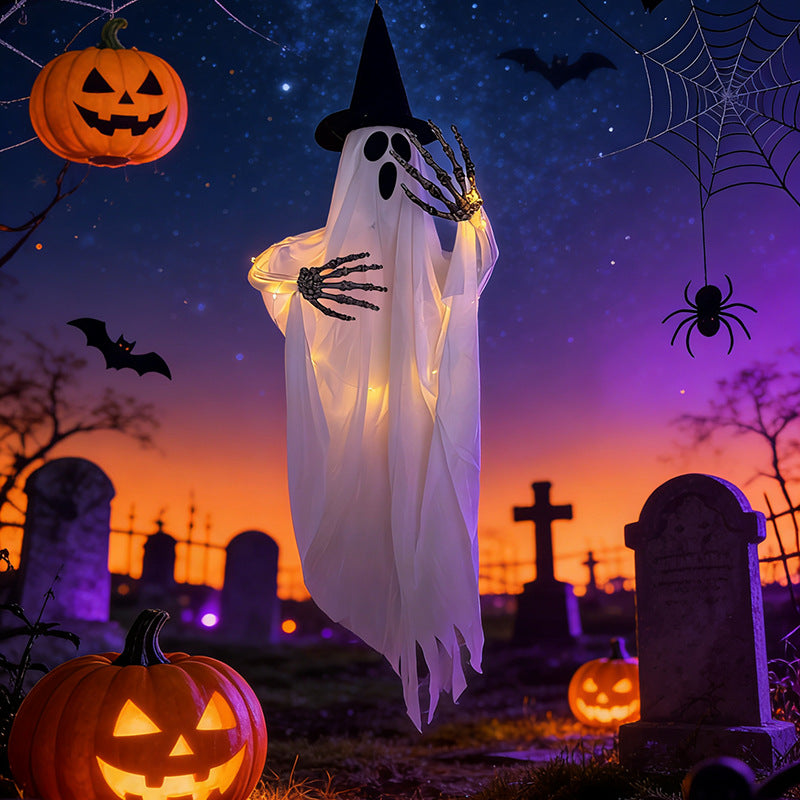 Glowing Wizard Hat Ghost Halloween Decoration - Cloth